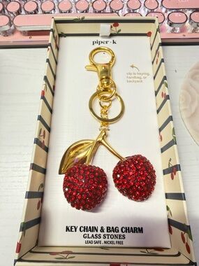 Cherry rhinestone Keychain NEW